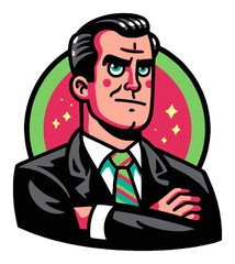 Cartoon Character with Stylish Attire and Distinct Facial Features