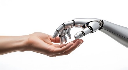 Human Hand and Robotic Hand Reaching Out, Symbolizing AI Collaboration and the Future of Technology. (AI Generated)