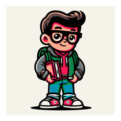 Energetic Cartoon Woman with Camera in Athletic Wear and Stylish Accessories