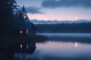 Fototapeta premium house on the lake