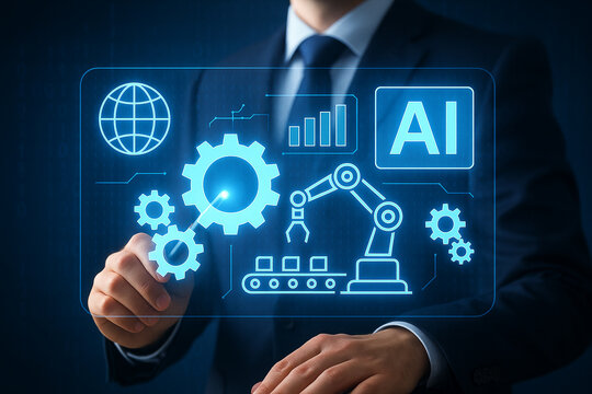 Artificial intelligence and machine learning technology concept for business automation growth