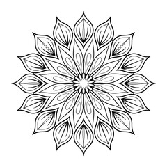 a black and white beautiful mandala flower coloring page