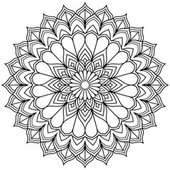 a black and white beautiful mandala flower coloring page
