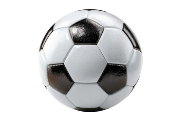 Fototapeta premium Classic black and white soccer ball, glossy football sphere. Sports equipment icon for game, training and tournament design isolated on Transparent Background