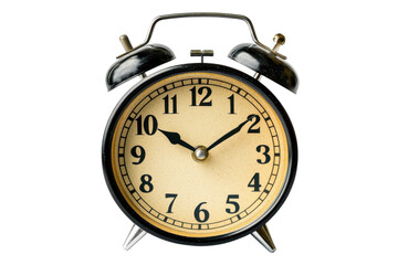 Vintage Alarm Clock Retro Timepiece Classic Ticking Timer Black Background Nostalgia Antique Object
