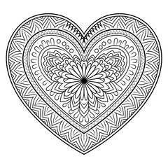 heart-shaped mandala coloring page line art
