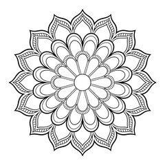 a black and white mandala illustration line art of a coloring page white background