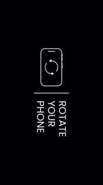 Vertical video animation rotate your phone from vertical to horizontal orientation on Black background. 4K Video