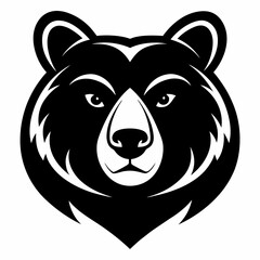 Bear head – Asiatic Black Bear Head Line Art on White Background – Asian Wildlife Vector