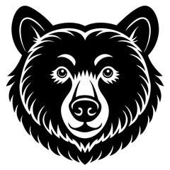 Kermode Bear Head Line Art on White Background – Spirit Bear Wildlife Vector