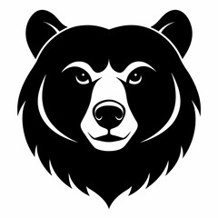 Bear head – Kodiak Bear Head Silhouette on White Background – Alaskan Wildlife Vector