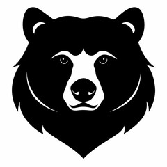 Bear head – Melursus Ursinus Bear Head Silhouette on White Background – Indian Wildlife Vector