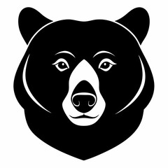 Bear head Silhouette – Ursus Arctos Beringianus Bear Head Silhouette on White Background – Siberian Wildlife Vector