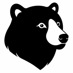 Bear head – Ursus Maritimus Bear Head Silhouette on White Background – Arctic Wildlife Vector