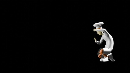 3d render chef animation alpha channel. transparent background. PNG file