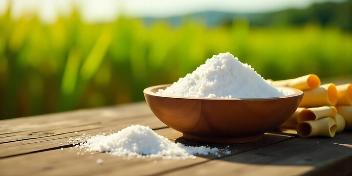 a bowl filled with a white sugar