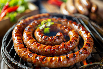 Grilled Sausages on Skillet