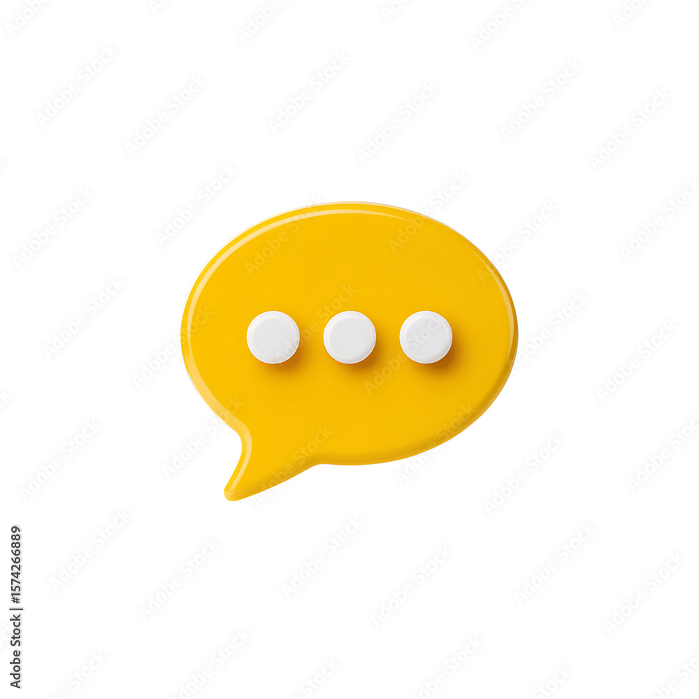 Poster yellow speech bubble with dots on transparent background