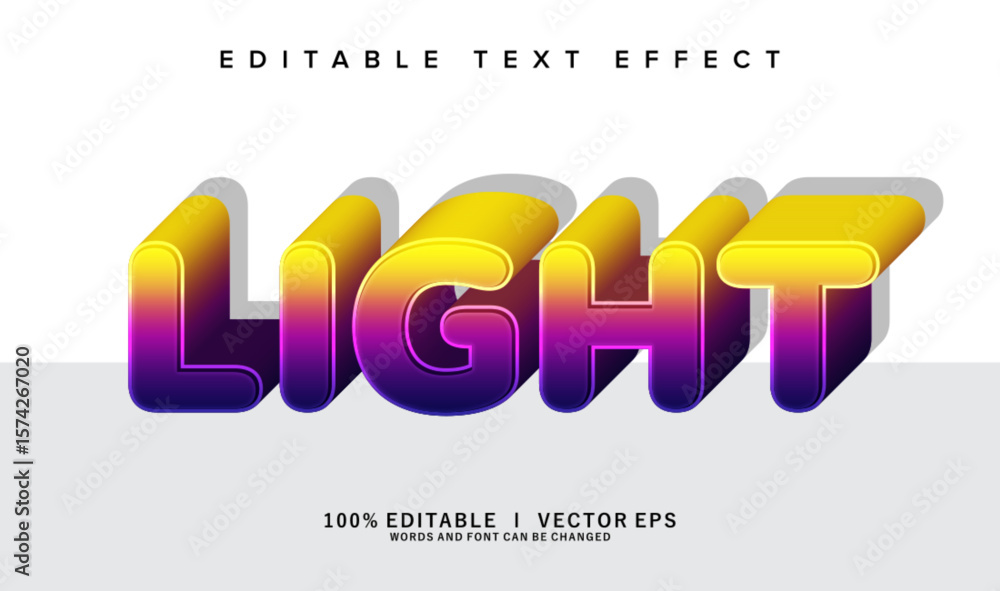 Poster light vector text effect with modern style design