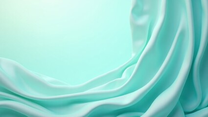 Fototapeta premium Soft Waves of Serenity in Gentle Aqua Dreamy Fabric Flow