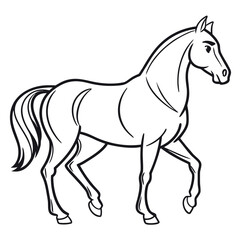 Obraz premium Hand Drawn Black Outline Horse Illustration White Background 2