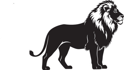 Majestic Black Lion Silhouette Vector Graphic