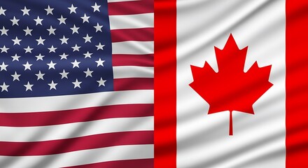 United States and Canadian flags combined, for themes of alliance and mutual interest.

