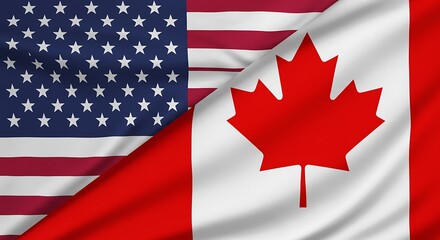 Waving flags of America and Canada, highlighting a close and cooperative relationship.

