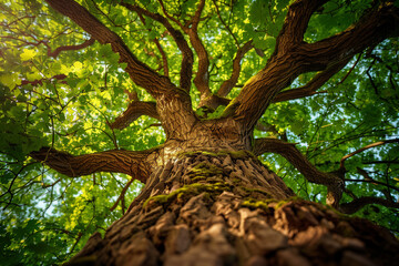 Obraz premium Majestic Green Tree from Below