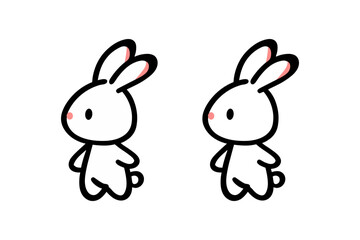 Naklejka premium Doodle style Icon of cute charming rabbit in simple minimalistic design