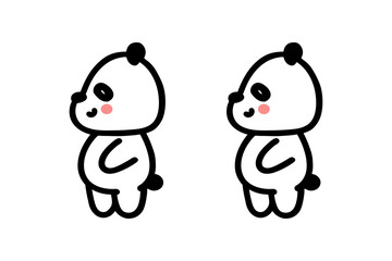 Fototapeta premium Doodle style Icon of cute adorable panda in simple minimalistic design