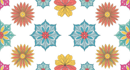Colorful Mandala Flower Pattern Design.