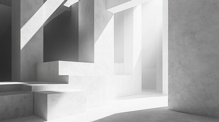 Obraz premium Abstract Concrete Architecture: Stark Shadows and Bright Light in Minimalist Design