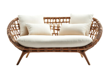Elegant Rattan Loveseat Cozy Indoor Seating Natural Weave Design Home D cor Woven Wood Furniture