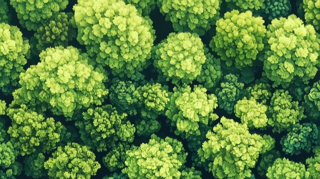 Abstract Fractal Forest of Lush Green Canopies.