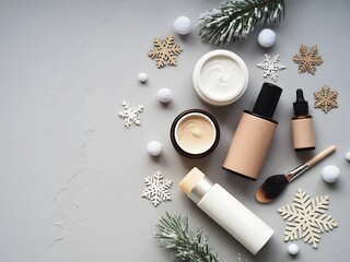 Winter Skincare Routine Luxurious Cosmetics  Festive Decor