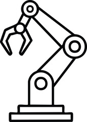 Vector Minimalist Robotic Arm Line Drawing with Technical Style and Industrial Schematic Design
