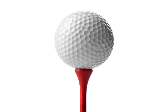 White Golf Ball on Red Tee