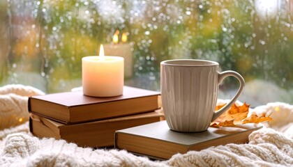 Cozy autumn scene by the window