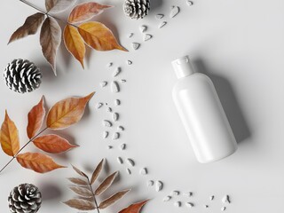 Autumnal Mockup Bottle  Fall Leaves