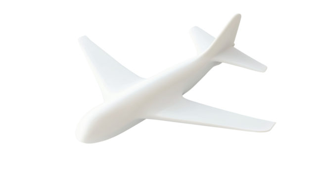 White airplane 3D render icon isolated on white background
