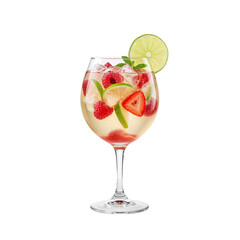 Refreshing fruit infused summer drink isolated with mixed berries and citrus slices