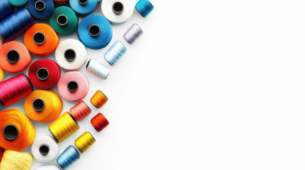 Colorful Sewing Threads on Transparent Background