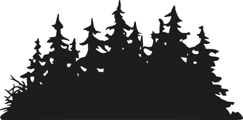 Evergreen Tree Forest Silhouette Vector Illustration