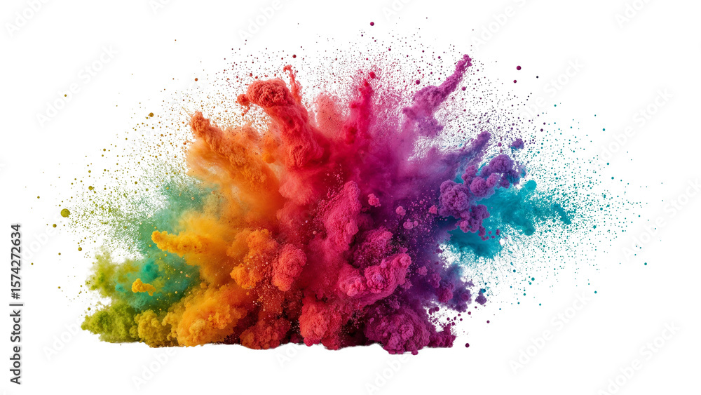 Poster vibrant explosion of color abstract design on transparent background isolated element