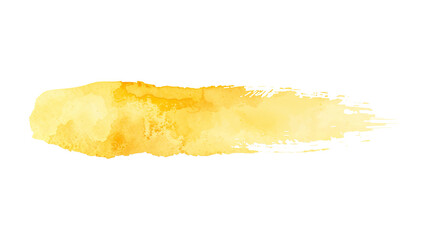 Striking amber watercolor streak design element on a pure transparent backdrop