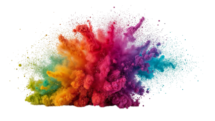 Vibrant explosion of color abstract design on transparent background isolated element