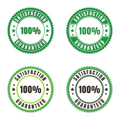 Four different 100 percent satisfaction guaranteed seal badges