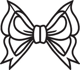 Elegant Black and White Bow Outline Vector Illustration