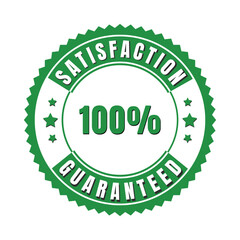 Satisfaction guaranteed green badge design isolated on a white background